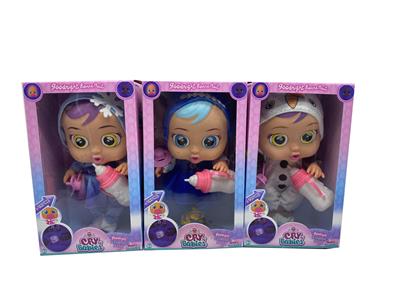 第7代14寸搪胶钻石秋叶冰冰雪姐妹和雪宝哭泣娃娃带四声音乐cry Babies-Tutti Fritti带流眼泪功能，带吸水奶瓶，带奶嘴  3款毛绒布料版哭泣娃娃混装 - OBL10149136