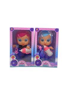 第7代14寸搪胶钻石和雪花冰雪姐妹哭泣娃娃带四声音乐cry Babies-Tutti Fritti带流眼泪功能，带吸水奶瓶，带奶嘴  2款毛绒布料女孩版哭泣娃娃混装 - OBL10149139