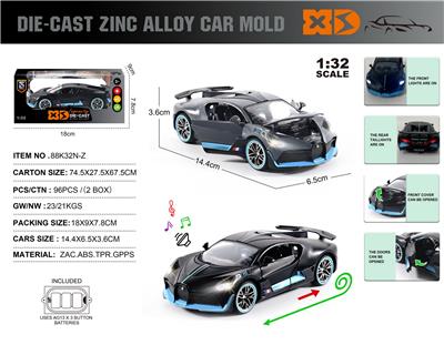 ENGLISH 1:32 DIE-CASTING ZINC ALLOY LIGHT AND SOUND EFFECTS BUGATTI CAR MODEL - OBL10164832