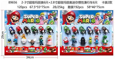 2-3寸超级玛丽奥6只+2.8寸超级玛丽奥迷你惯性滑行车6只 卡装2款 - OBL10165573