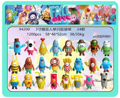 3寸糖豆人单只胶袋装 24款 （PVC软胶环保料） - OBL10167104