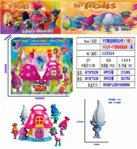 3寸魔发精灵（5款）5只公仔+6寸蘑菇城堡盒装（1款） - OBL10175164