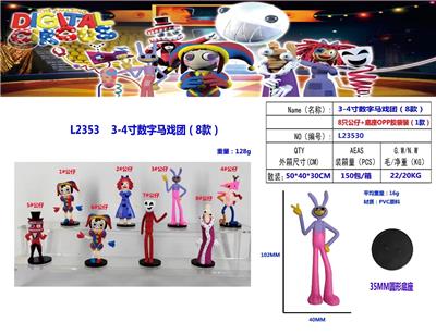 3-4寸数字马戏团（8款）单只公仔+底座单只OPP袋8款一大包 （1款） - OBL10175167
