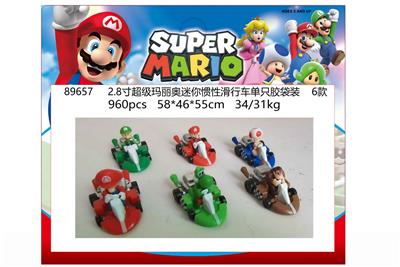 2.8寸超级玛丽奥迷你惯性滑行车单只胶袋装 6款 - OBL10175532