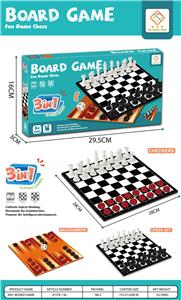 3合1棋国际象棋+西洋棋配16粒白色+16粒红色+32粒黑色+2骰子 - OBL10188963