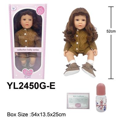 52CM重生娃娃仿真女孩，仿真尼龙发线，带生殖器官，全身软胶四肢可转动，带奶瓶，出生卡，鞋子配件 - OBL10190238