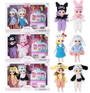 6寸实身13关节3D眼三丽鸥库洛米时尚娃娃带配件(2只装) - OBL10202813