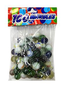 1.6CM 100粒混彩+奶白三花玻璃珠 - OBL10252596