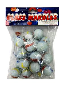 2.5CM 20粒 奶白三花玻璃珠 - OBL10252608