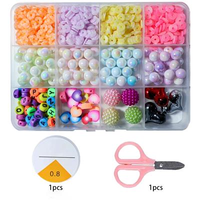 8厘圆珠+软陶+字母珠+彩珠+剪刀线（12格） - OBL10254838