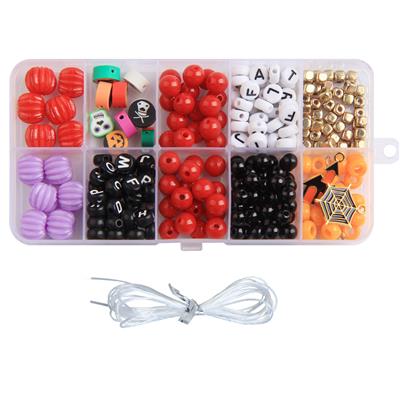 彩珠+6/8厘圆珠+软陶+字母珠+隔珠+吊坠+线（10格） - OBL10254866