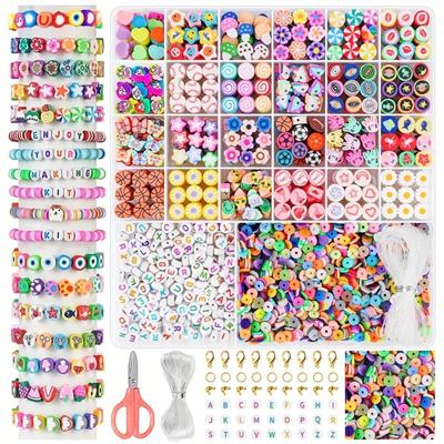 字母珠+软陶片+软陶珠+龙虾扣圈包扣剪刀线（26格） - OBL10254869