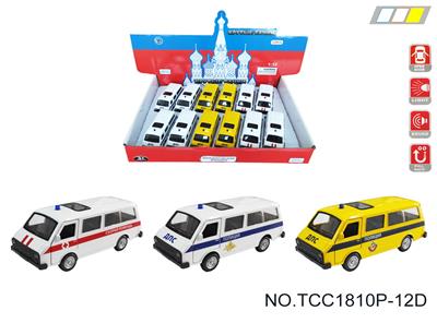 俄罗斯合金车面包警车
（单款3色混装） - OBL10257853