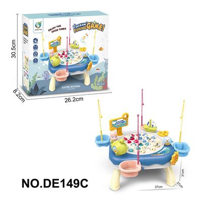益智卡通海洋王国电动旋转钓鱼桌桌面互动游戏 蓝色 中号 - OBL10258984