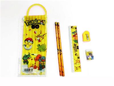 皮卡丘 文具袋（2条铅笔+1个铅笔刨+1个橡皮擦+1个尺子） - OBL10260799