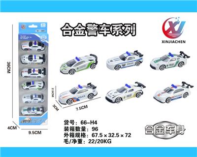 6只条装1:64 合金滑行警车系列（6款混装） - OBL10262895