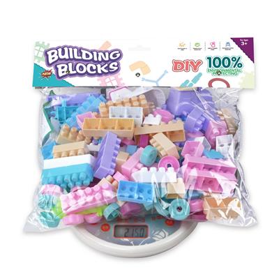 益智DIY百变拼装中颗粒乐高式积木火车套装（中袋装约120～140个配件）（升级火车造型+含说明书+卡通贴纸） - OBL10265379