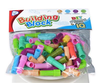 益智DIY百变拼装小颗粒通心水管道积木戏水玩具（小袋装约60～70个个配件）（升级汽车造型+可戏水导流水源方向+含说明书） - OBL10265382