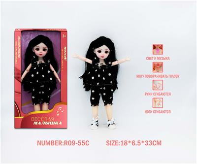 12寸3D眼15关节实身俄文音乐灯光芭比娃娃 - OBL10265822