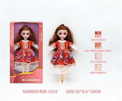 12寸3D眼15关节实身俄文音乐灯光芭比娃娃 - OBL10265889
