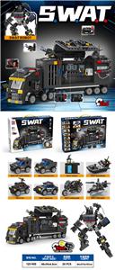 益智城市积木2变形特警系列8合一变形特警运输货柜基地车金刚（826CS） - OBL10266911