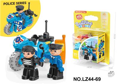 ABS料DIY创意摩托车警察抓小偷场景桌面大颗粒积木科教益智10PCS - OBL10268491