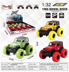 1：30牧马人硬顶回力大脚怪合金车带前后避震两开门带涂鸦（12pcs） - OBL10277012