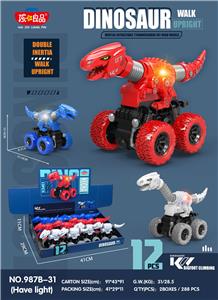 惯性伸缩恐龙(带灯光），3色混装,12PCS/盒 - OBL10282334