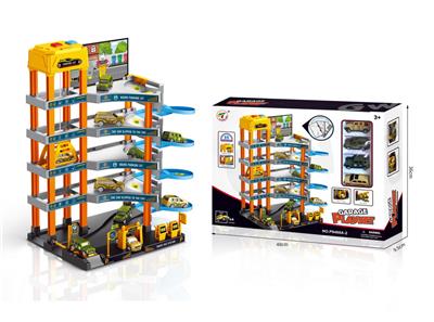 停车场配4只塑料车，滑行(55PCS) - OBL10282362