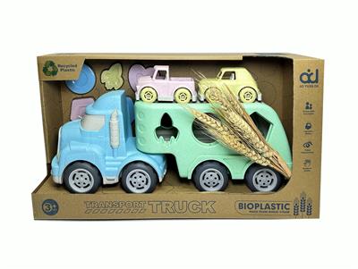 麦秆料滑行拖头车（配2只麦秆料滑行卡通车+6块造型拼块） - OBL10284182