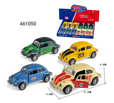1:40 合金车模 甲壳虫回力合金老爷车，门可开,1款4色混装一展示盒
 - OBL10289475