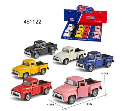1:40 合金车模 雪佛兰皮卡回力合金车，门可开,1款6色混装一展示盒
 - OBL10289478