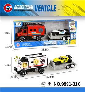 大号灯光声音惯性单排乌尼莫克警车拖回力跑车 - OBL10291556