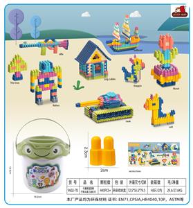 卡通绿盖圆桶子弹头莫兰迪积木400克(440PCS+) - OBL10299310