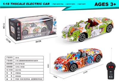 1：18二通敞篷保时捷涂鸦带前灯遥控车 - OBL10303087