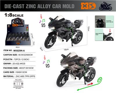 英文1:8压铸锌合金川崎H2摩托车12只/展示盒 - OBL10304417