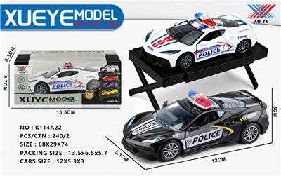 1:36 合金C8车回力开门警车（1只装） - OBL10306725