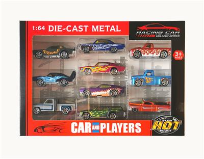 1:64合金车美式滑行老爷火焰图案车10只套装 - OBL10307281