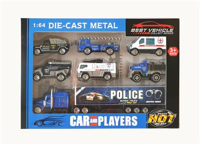 1:64合金车滑行警察车配合金拖头车7只套装
 - OBL10307317