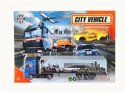 1:64合金滑行拖头货柜车配合金滑行跑车（小车子多款混装）  
 - OBL10307325