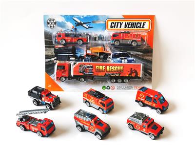 1:64合金滑行拖头消防车配两只消防车3款混装 - OBL10307342