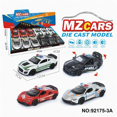1：36合金车模3开门回力
警车4色4款混装（声光版） - OBL10308289