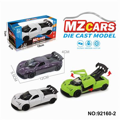 1：36合金车模3开门回力
跑车3色混装 - OBL10308306