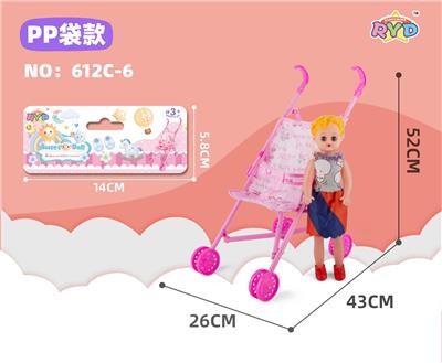 塑料手推车配18寸娃娃多色混装 - OBL10309906