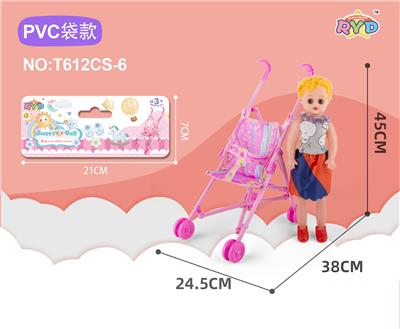 塑料手推车配18寸娃娃多色混装 - OBL10310051