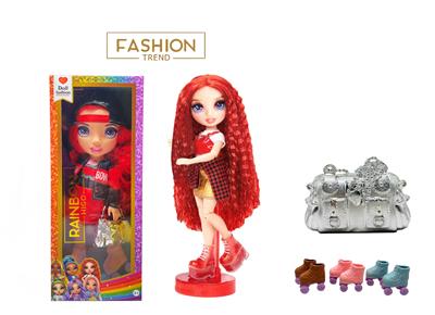 冬天系列  16寸搪胶带灯光音乐主题曲Rainbow high惊喜彩虹高中带溜冰鞋、彩虹大手提包 - OBL10312411
