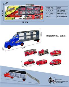 手提礼盒滑行货柜车带6只滑行AB消防车 - OBL10316985