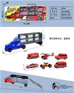 手提礼盒滑行货柜车带4只滑行AB消防车
+1飞机+1滑行沙滩摩托车 - OBL10316988