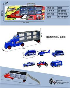 手提礼盒滑行货柜车带4只滑行AB警车
+1飞机+1滑行沙滩摩托车 - OBL10316989