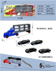 手提礼盒滑行货柜车带6只滑行合金警车 - OBL10316993